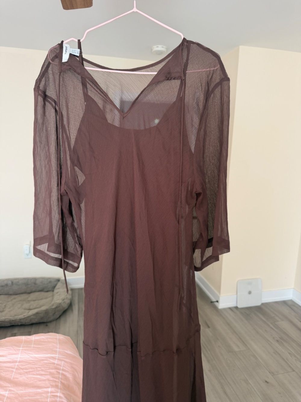 Topshop Chocolate Sheer Midi Dress - Picture 6 of 8